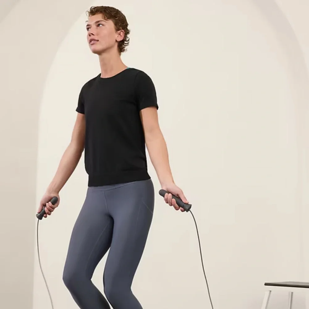 Athleta In Motion Seamless Top Workout Athletic Active Gym Tee Black SZ XS NWT - Picture 4 of 14